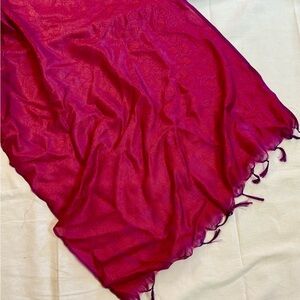Vintage Magenta Sheer Fringe Scarf Shawl Wrap Boho Gypsy Y2K Festival Accessory